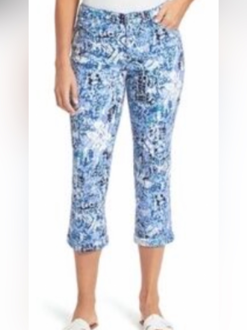 Nine West Women’s Floral Cotton Stretch Capris size 14 - Picture 2 of 8